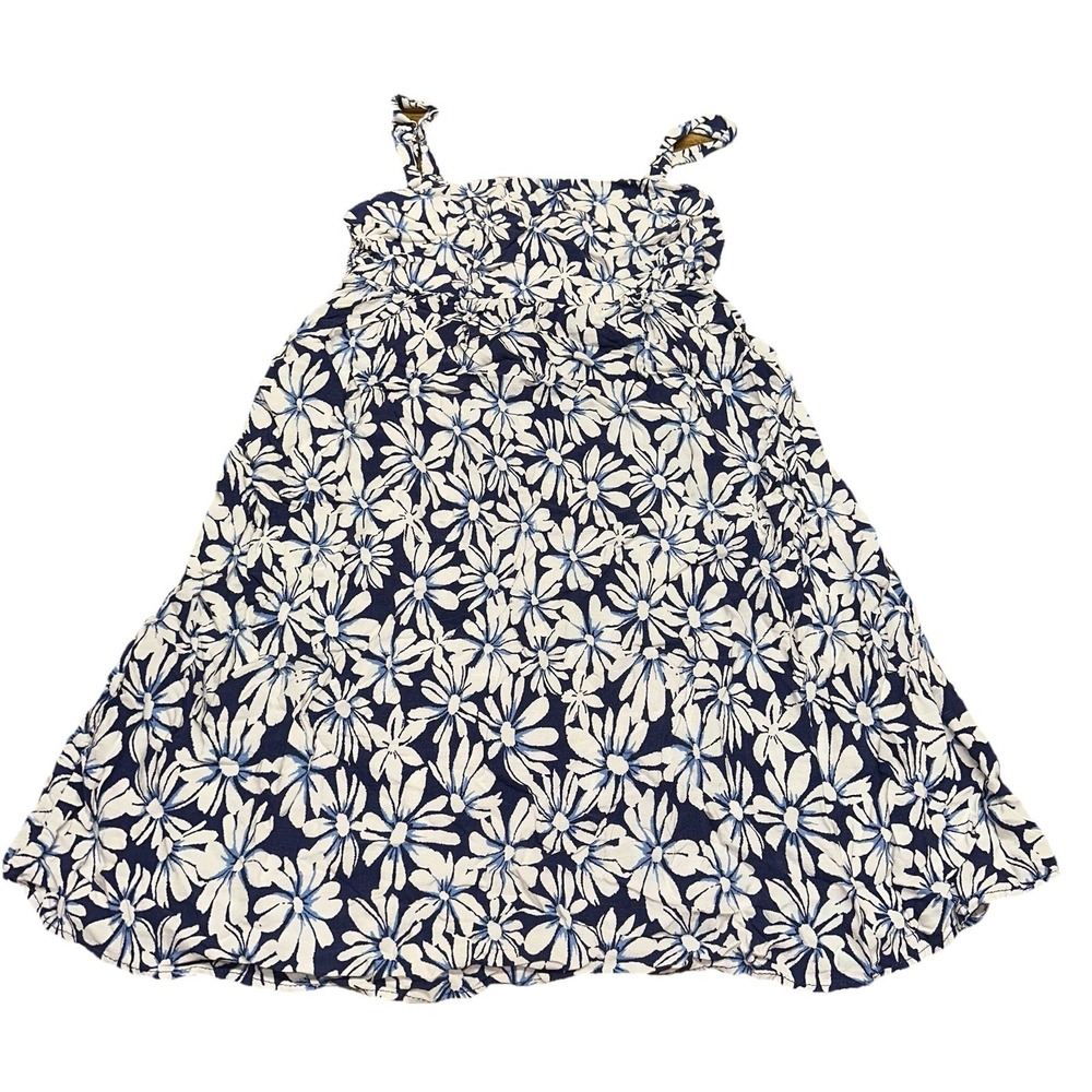 Y2K Vtg Rewind Blue White Floral Daisy Babydoll Tunic Strappy Tank Top Juniors S